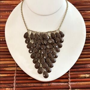 Chic Brown Teardrop Necklace 21”
